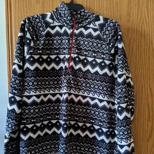 Eddie Bauer Black & White Fair Isle Half-Zip Fleece Pullover
